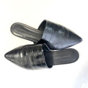 Jenni Kayne Black Croc-Embossed Flats